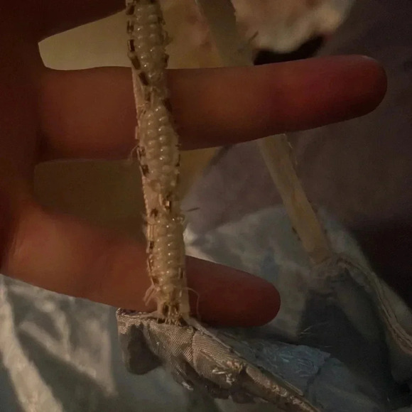 Vintage Light Blue Jacquard Beaded Strap Cocktail Dress – Damaged - Picture 10 of 11